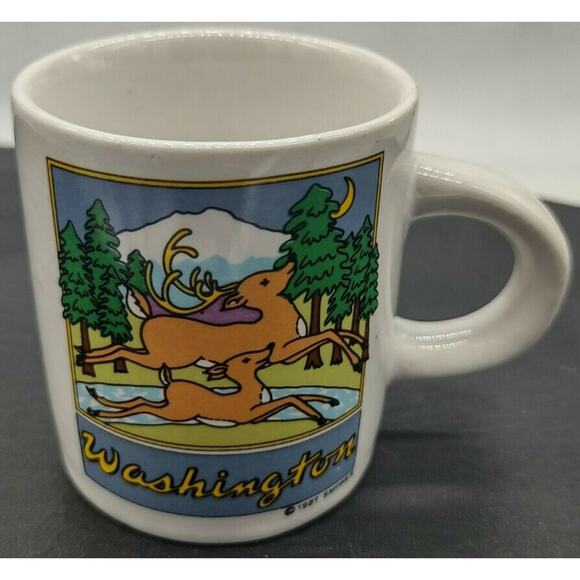 Vintage Washington State 1987 SMIWES Deer Mini Cup Mug Expresso - Picture 2 of 6